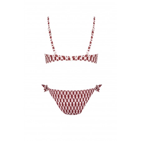 Bikini Balconette Tribe Wide Rojo Y Beige Robin Collection Robin Collection