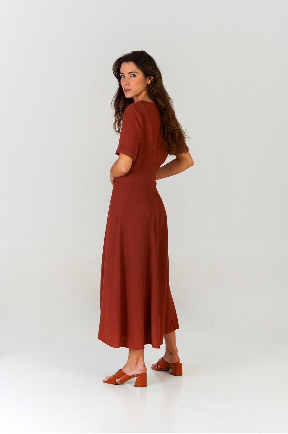 Vestido midi Terracota Vestido midi Terracota