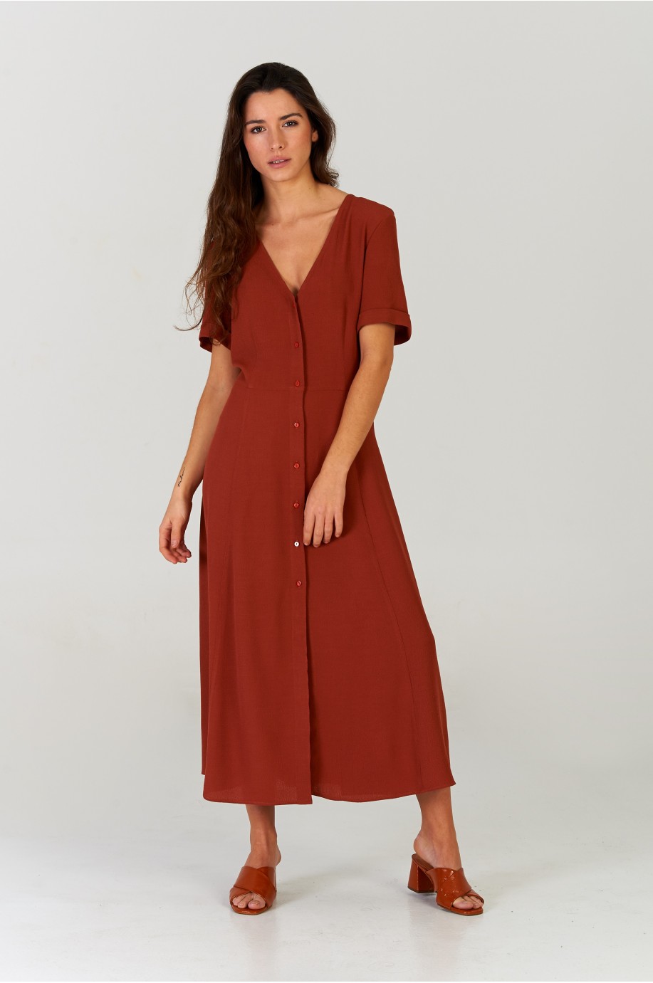 Vestido midi Terracota Vestido midi Terracota