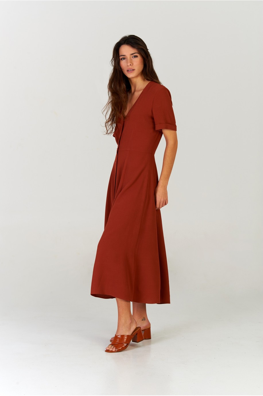 Vestido midi Terracota Vestido midi Terracota