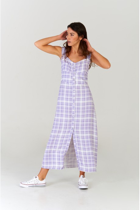 Vestido midi Cuadros Lavanda Vestido midi Cuadros Lavanda