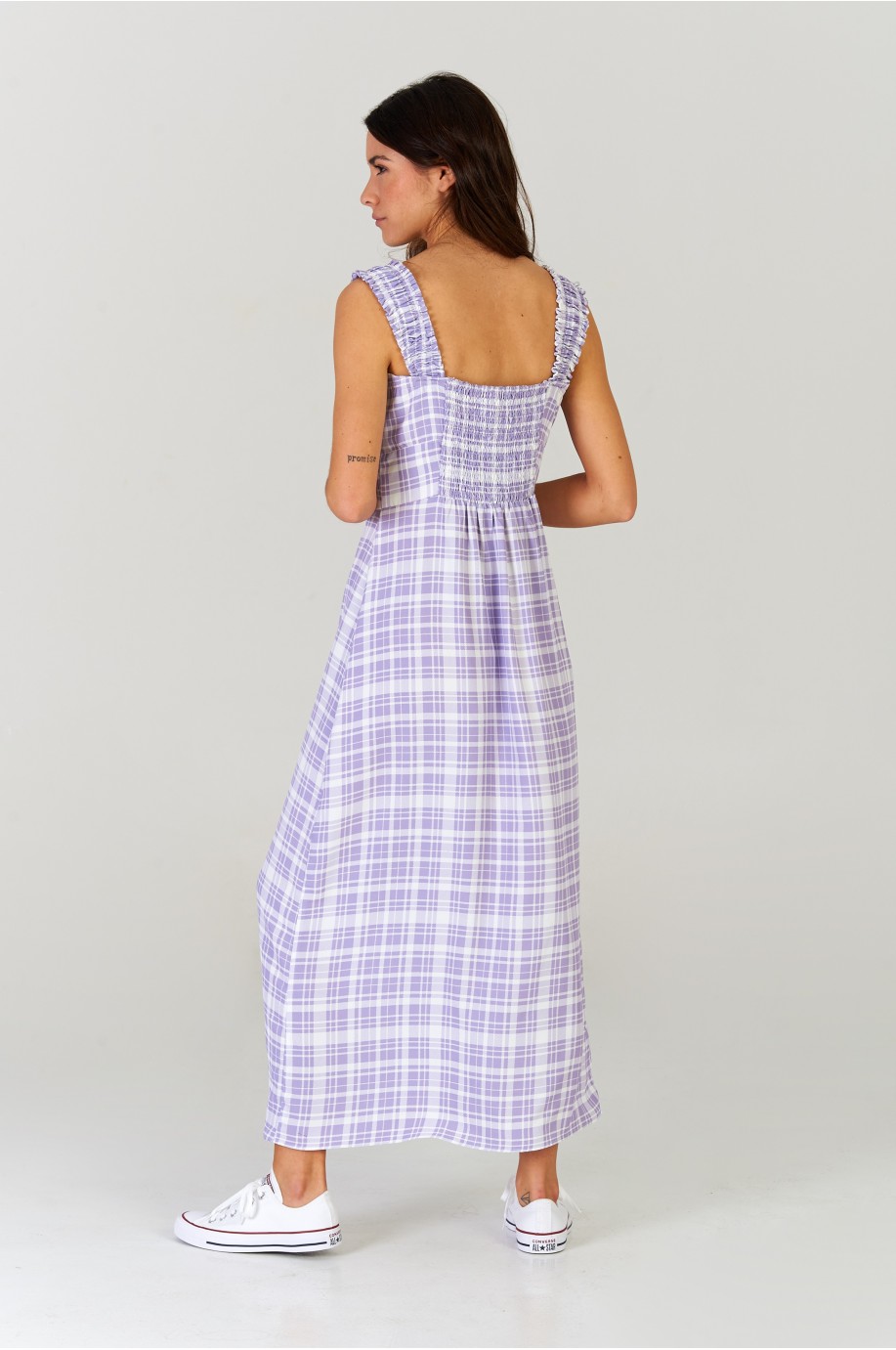 Vestido midi Cuadros Lavanda