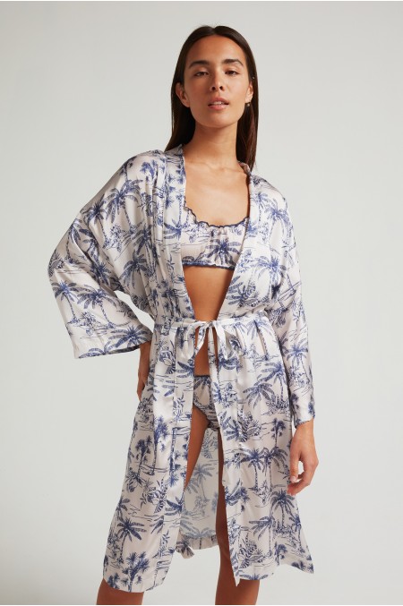 Kimono Blanco Palmeras