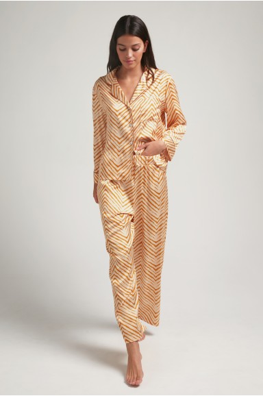 Long sleeve pajama in satin | Robin Collection