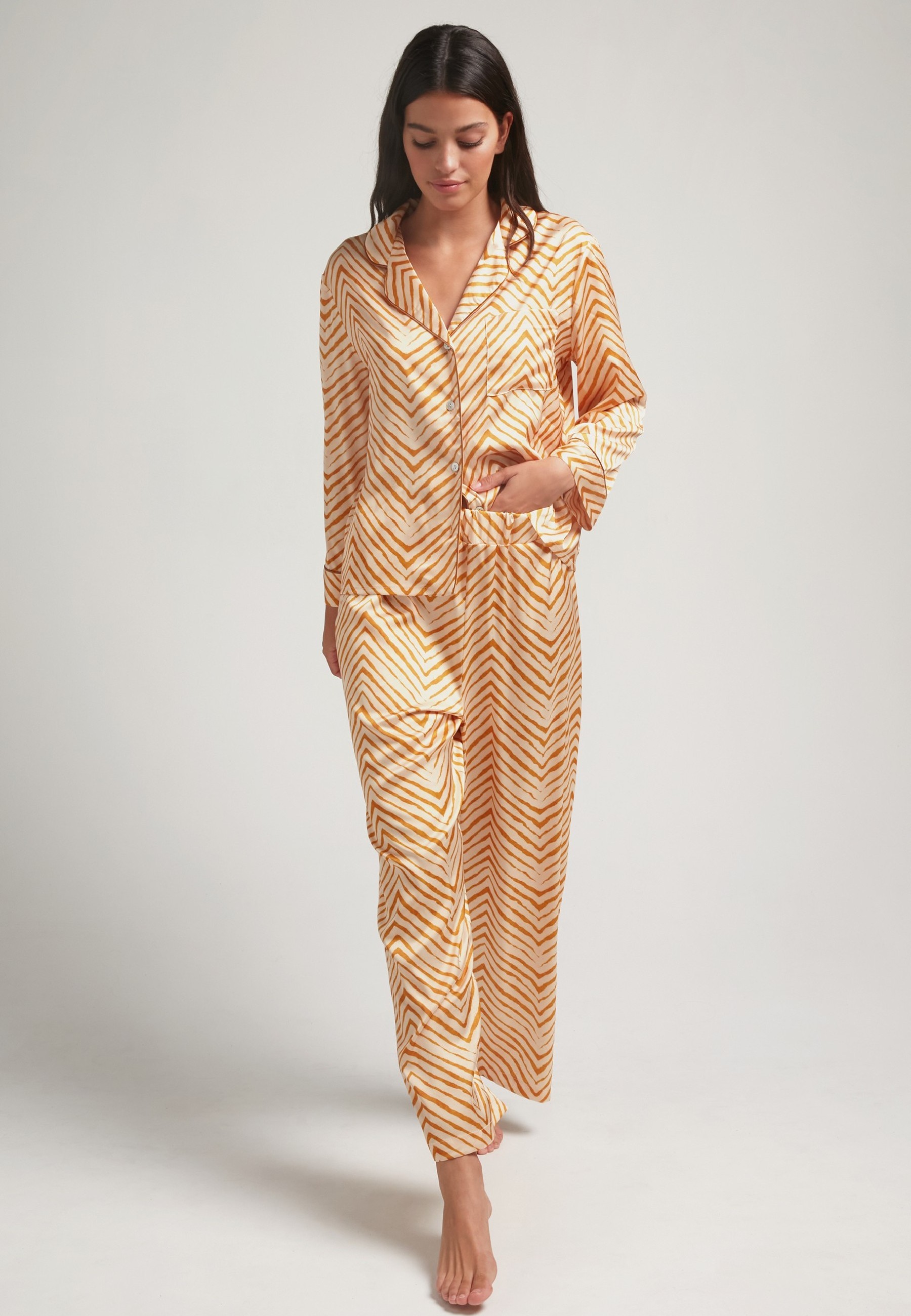 Long sleeve pajama in satin | Robin Collection