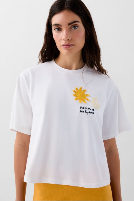 T-shirt With Embroidered...