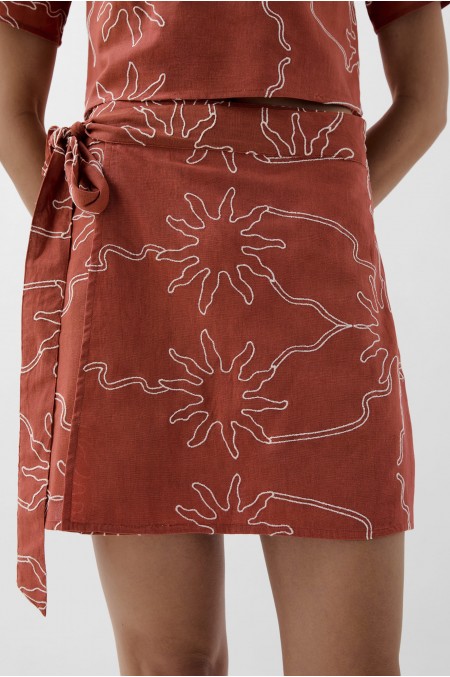 Embroidered Linen Skirt