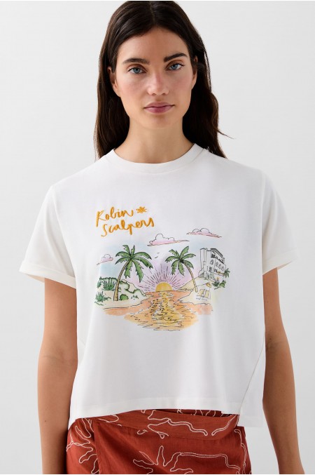 Embroidered Print T-shirt