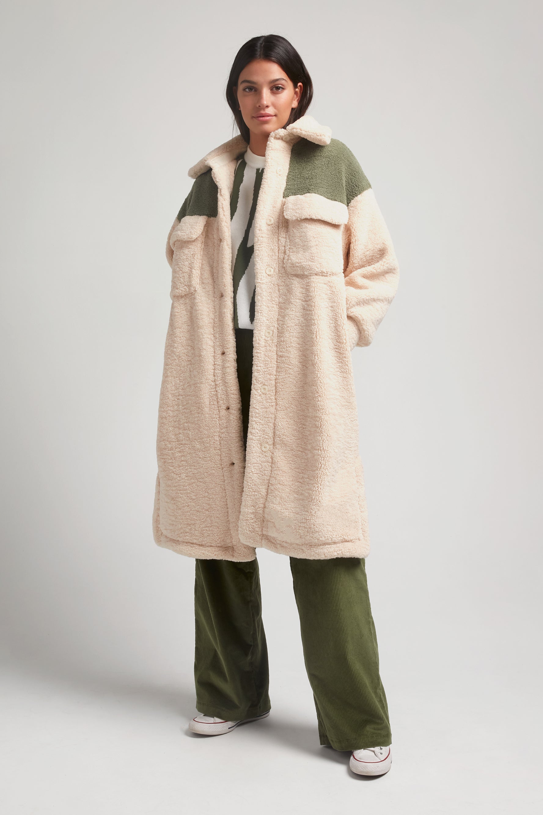 Manteau Hunter Écru et Vert